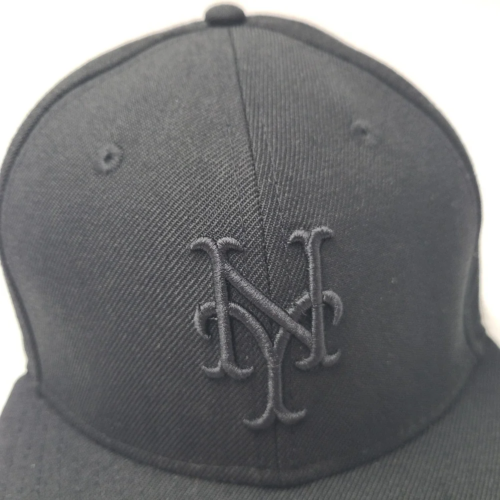 New York Mets Hat‎ Fitted 7 5/8 New Era 59Fifty Black MLB Baseball Logo Wool Men